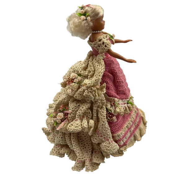Vintage Annie's Attic February 1993 Pink Victorian GWTW Dress Handmade Doll - Picture 4 of 12
